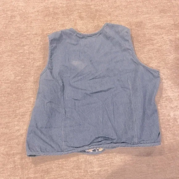 Vintage Quilted Vest from the 1990s by Susan Bristol Casuals, Floral, Denim 2W - Picture 5 of 5